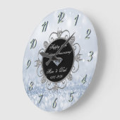 Chic Diamonds Blue Bokeh 50th Wedding Jubileum Grote Klok (Hoek)