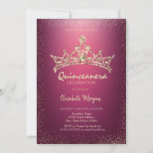 Chic Diamonds Crown Red Quinceañera Kaart (Voorkant)