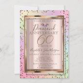 Chic Diamonds Holographic Wedding Jubileum Invi Kaart (Voorkant)