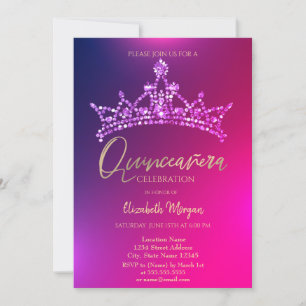 Chic Diamonds Kroon Quinceañera Kaart