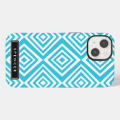 Chic Diamonds Pattern | Turquoise gepersonaliseerd iPhone Hoesje (Achterkant horizontaal)