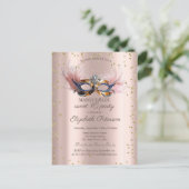 Chic Diamonds Rose Gold Masquerade Sweet 16 Uitnodiging Briefkaart (Staand voorkant)