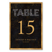 Chic Diamonds Zwart en Goud Gespikkelde Huwelijk Kaart (Voorkant)