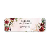 Chic diep rood merlot goud geometrische bruiloft etiket (Voorkant)