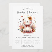 Chic digitaal Beer Baby shower Kaart (Voorkant / Achterkant)