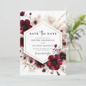 Chic Digital Bourgogne bruiloft Save The Date (Staand voorkant)
