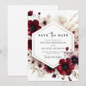Chic Digital Bourgogne bruiloft Save The Date (Voorkant / Achterkant)