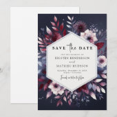 Chic Digital Bourgogne bruiloft Save The Date (Voorkant / Achterkant)