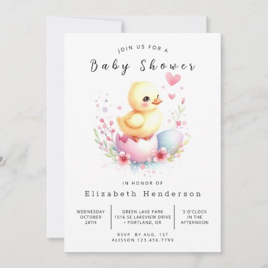 Chic Digital Duck-Baby shower Kaart (Voorkant)