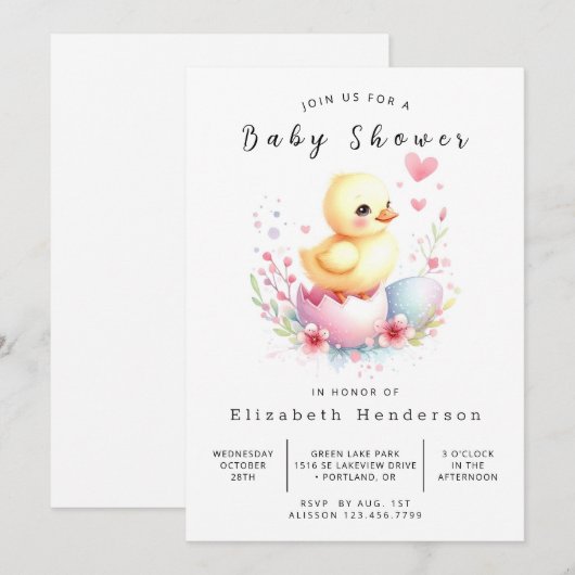 Chic Digital Duck-Baby shower Kaart (Voorkant / Achterkant)