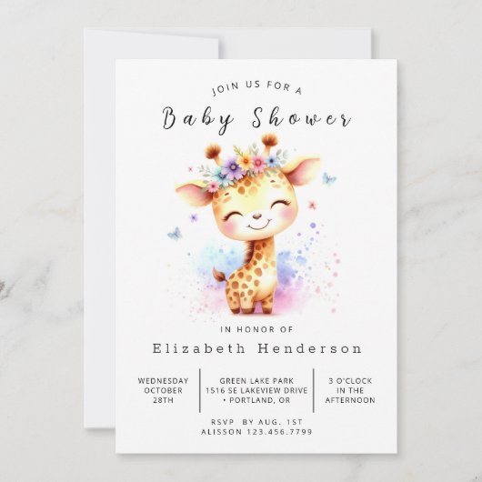 Chic Digital Giraffe Baby shower Kaart (Voorkant)