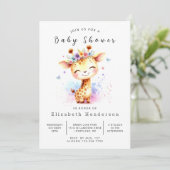 Chic Digital Giraffe Baby shower Kaart (Staand voorkant)