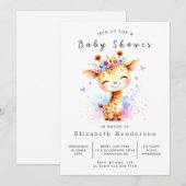 Chic Digital Giraffe Baby shower Kaart (Voorkant / Achterkant)