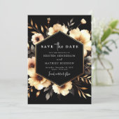 Chic Digital Gold en Black Wedding Save The Date (Staand voorkant)
