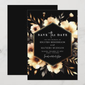 Chic Digital Gold en Black Wedding Save The Date (Voorkant / Achterkant)