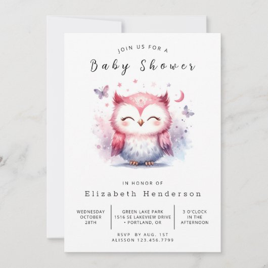 Chic Digital Owl Baby shower Kaart (Voorkant)