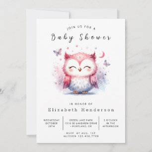 Chic Digital Owl Baby shower Kaart