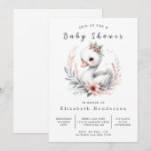 Chic Digital Swan Baby shower Kaart (Voorkant / Achterkant)