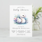 Chic Digital Swan Baby shower Kaart (Staand voorkant)