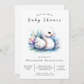 Chic Digital Swan Baby shower Kaart (Voorkant / Achterkant)