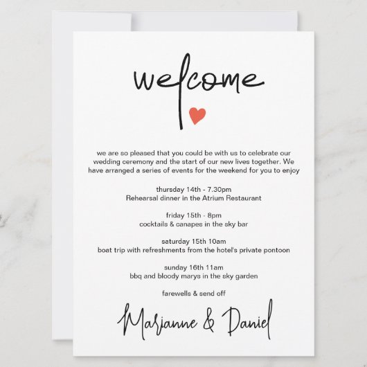 Chic Digital Wedding Itinerary Agenda Aankondiging (Voorkant)