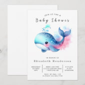 Chic Digital Whale Baby shower Kaart (Voorkant / Achterkant)