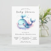 Chic Digital Whale Baby shower Kaart (Staand voorkant)
