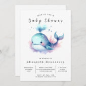 Chic Digital Whale Baby shower Kaart (Voorkant / Achterkant)