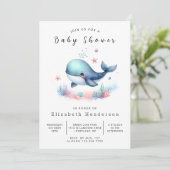 Chic Digital Whale Baby shower Kaart (Staand voorkant)