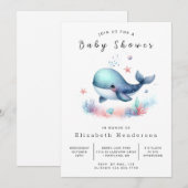 Chic Digital Whale Baby shower Kaart (Voorkant / Achterkant)