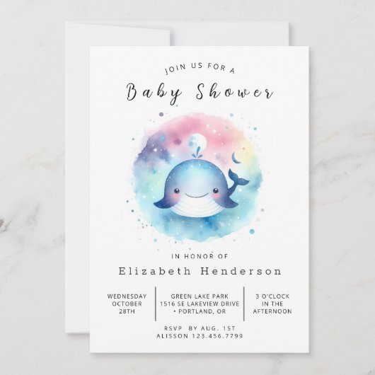Chic Digital Whale Baby shower Kaart (Voorkant)