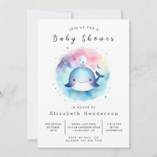 Chic Digital Whale Baby shower Kaart