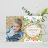 Chic Dinosaur Boy Verjaardag Groen Chevron Foto Bedankkaart (Staand voorkant)