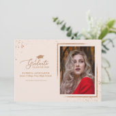 Chic diploma aankondiging roze goud glitters foto (Staand voorkant)
