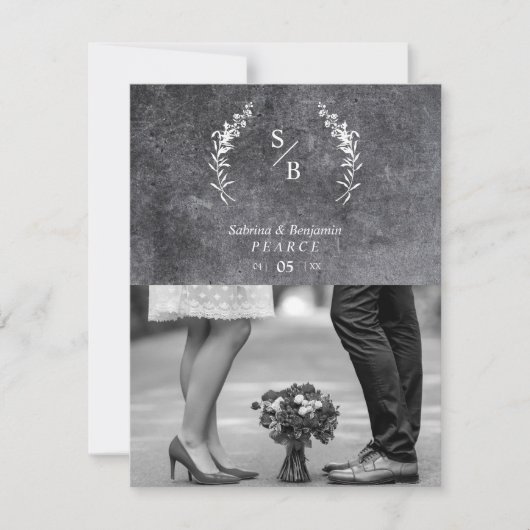 Chic Dirty Alternative Photo Chalkboard Wedding Bedankkaart (Voorkant)