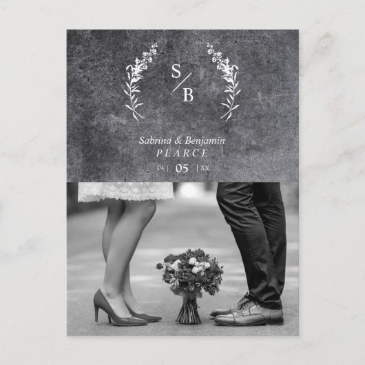 Chic Dirty Alternative Photo Chalkboard Wedding Briefkaart (Voorkant)