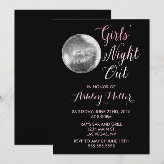 Chic Disco Ball Bachelorette Party Uitnodiging (Voorkant / Achterkant)