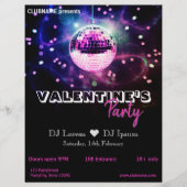 Chic Disco Ball Modern Valentine's Day Party Flyer (Voorkant)