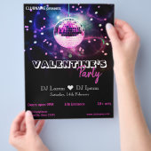 Chic Disco Ball Modern Valentine's Day Party Flyer (Hand)