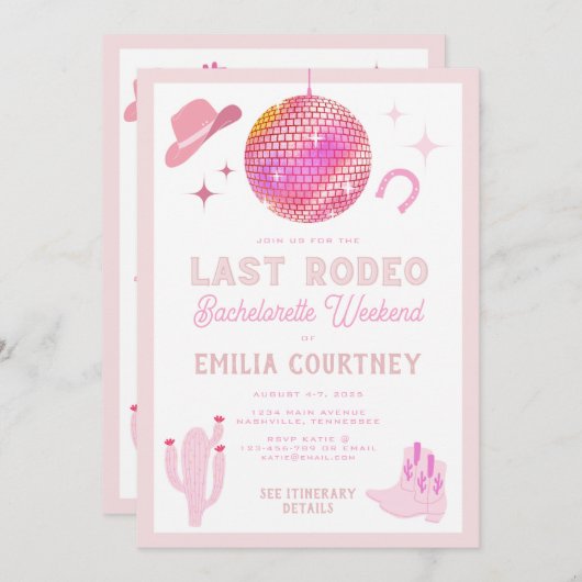 Chic Disco Cowgirl Laatste Rodeo Bachelorette Week Kaart (Voorkant / Achterkant)