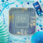 Chic Distressed Denim Pattern Fifty & FABULOUS Papieren Bordje (Feest)