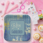 Chic Distressed Denim Pattern Fifty & FABULOUS Papieren Bordje (Feest)