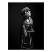 Chic Dog Portrait - Bulldog in Beret and Shades Perfect Poster (Voorkant)