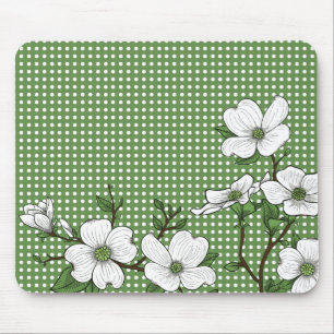 Chic Dogwood Blossom & Polka Dots Muismat