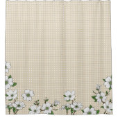 Chic Dogwood Blossom & Polka Dots Showgordijn Douchegordijn (Voorkant)