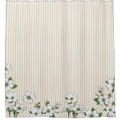 Chic Dogwood Blossom & Stripes Showgordijn Douchegordijn (Voorkant)