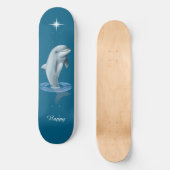 Chic Dolfijn, Aangepaste Ster & Script op Oceaanbl Persoonlijk Skateboard (Voorkant)