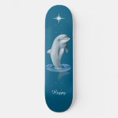 Chic Dolfijn, Aangepaste Ster & Script op Oceaanbl Persoonlijk Skateboard (Voorkant)