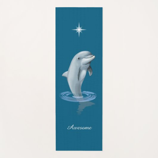 Chic Dolphin, Custom Star & Script op Ocean Blue Yogamat (Voorkant)