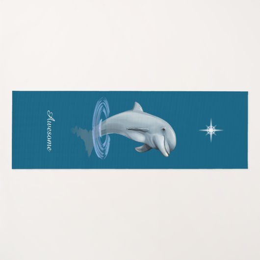 Chic Dolphin, Custom Star & Script op Ocean Blue Yogamat (Voorkant (horizontaal))